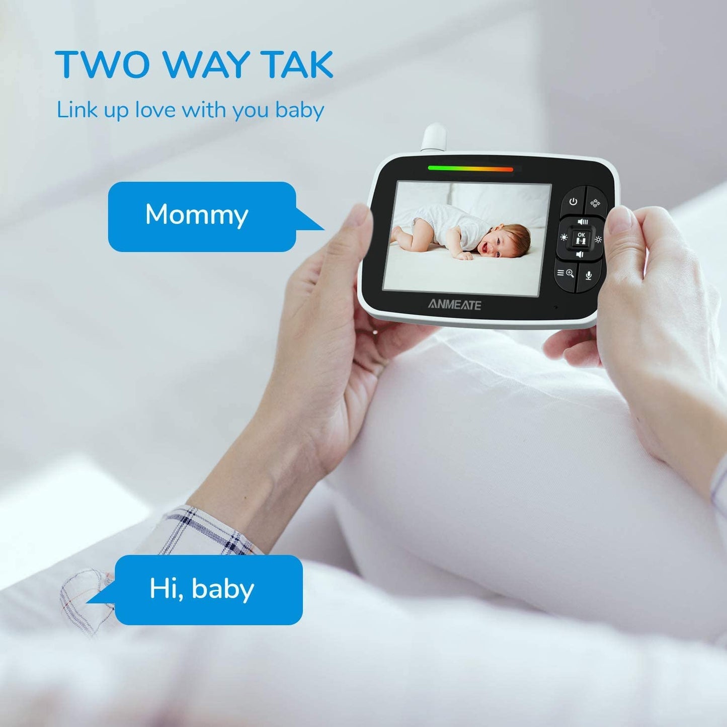 ANMEATE Baby Monitor with Remote Pan-Tilt-Zoom Camera,Large Display Video Baby Monitor with Camera and Audio |Infrared Night Vision |Two Way Talk | Room Temperature| Lullabies and 960Ft Range(Black)