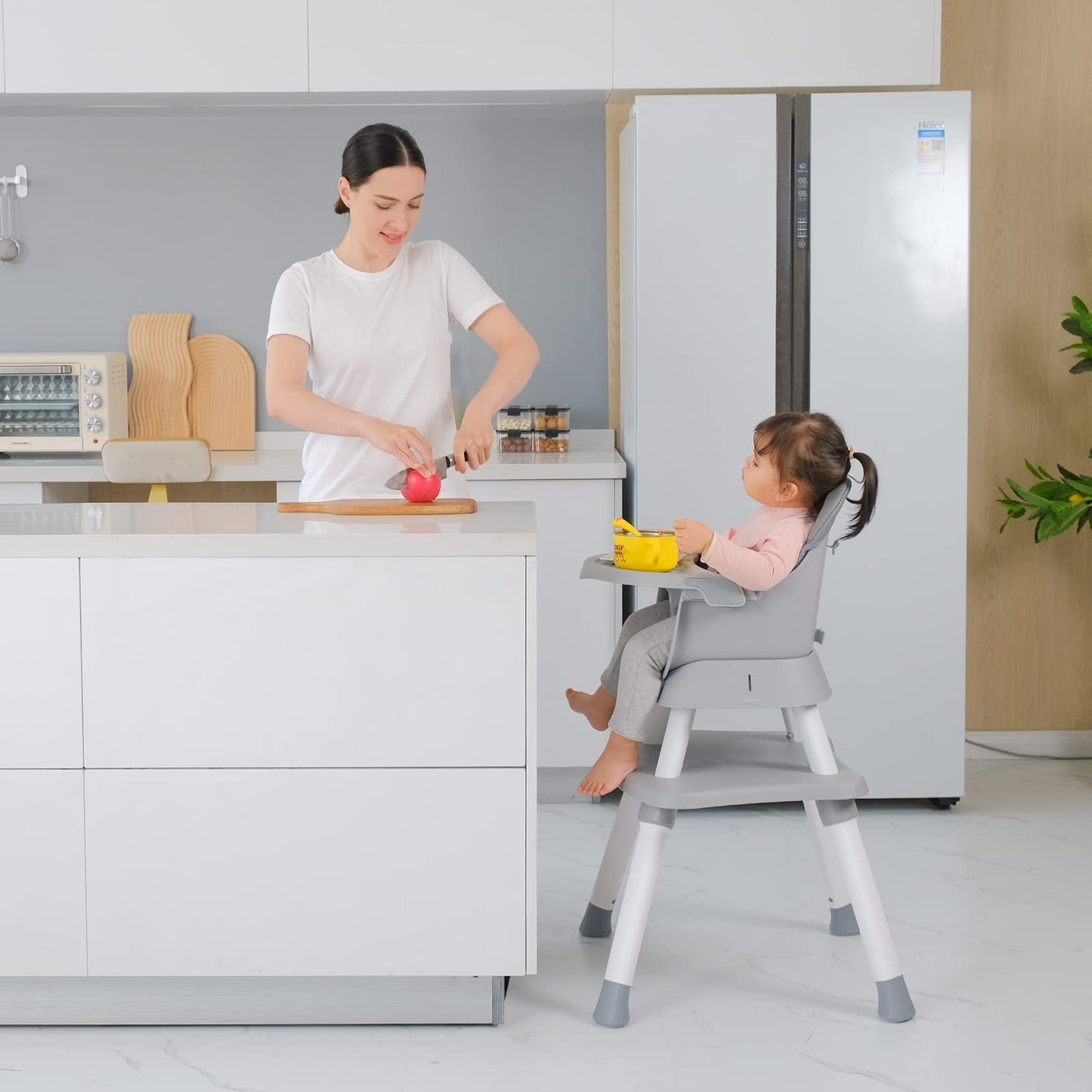 Baby Highchair,8 in 1 High Chairs for Babies and Toddler,Convertible HighChair for Baby, Kids Learning Table,Building Block Table,Kids Stool Table Chair Set with Removable Tray(Grey)