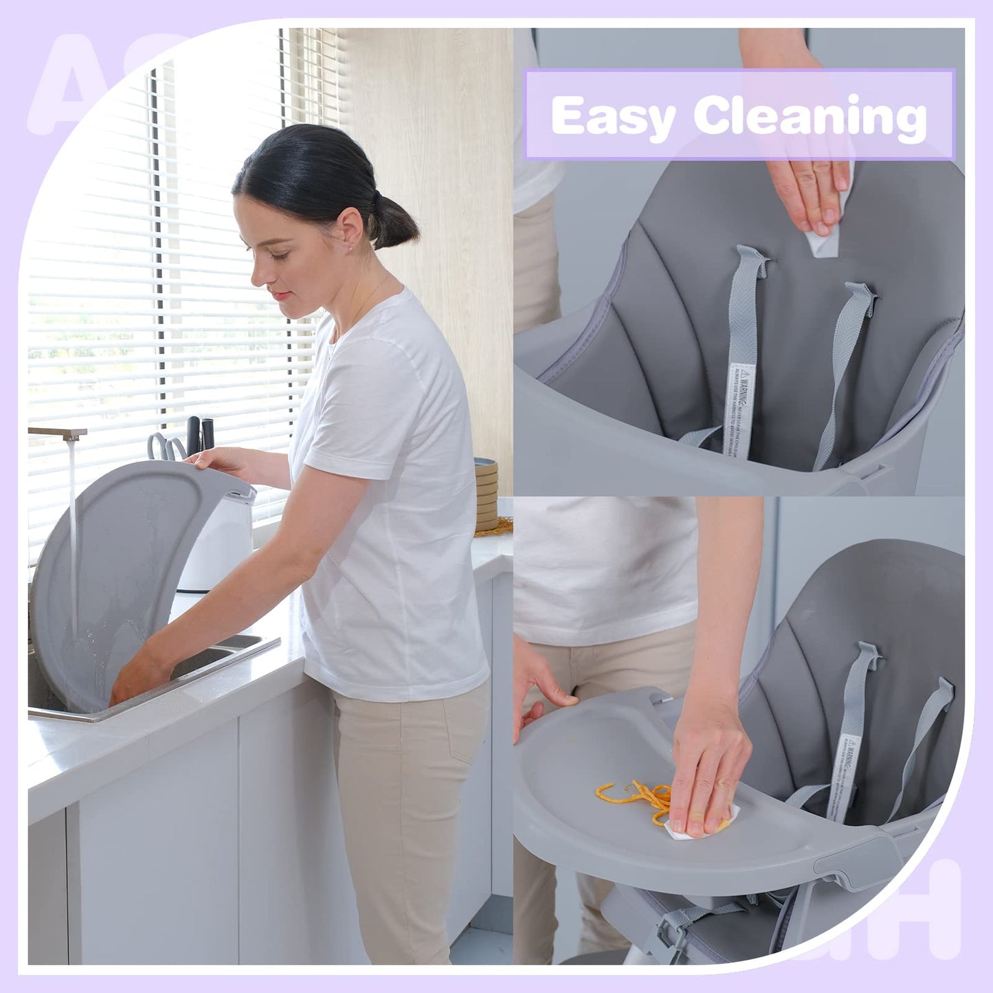 Baby Highchair,8 in 1 High Chairs for Babies and Toddler,Convertible HighChair for Baby, Kids Learning Table,Building Block Table,Kids Stool Table Chair Set with Removable Tray(Grey)