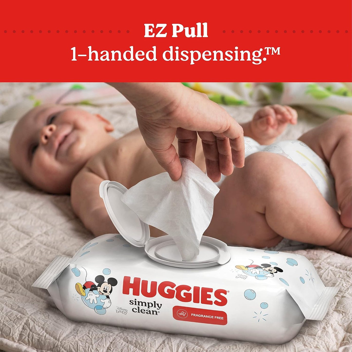 Simply Clean Fragrance-Free Baby Wipes, Unscented Diaper Wipes, 11 Flip-Top Packs (704 Wipes Total)