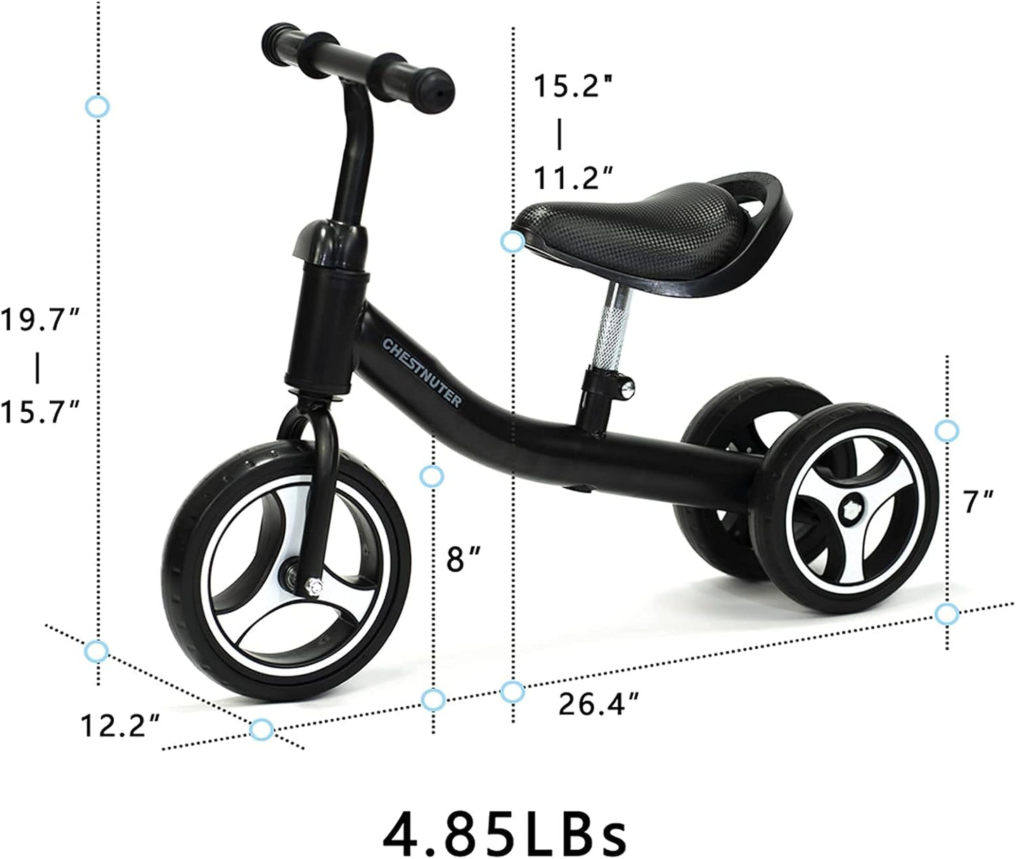 Baby Balance Bike, Toy Gift for 1 2 3 Year Old, Sturdy Toddler Balance Bicycle, Best Birthday Gift for 12-36 Months Boy Girl, Indoor Outdoor Kids Riding Toys with 3 Wheels(Black)