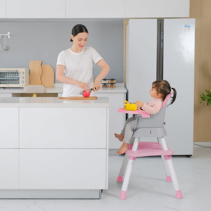 Baby Highchair,8 in 1 High Chairs for Babies and Toddler,Convertible HighChair for Baby, Kids Learning Table,Building Block Table,Kids Stool Table Chair Set with Removable Tray(Grey)