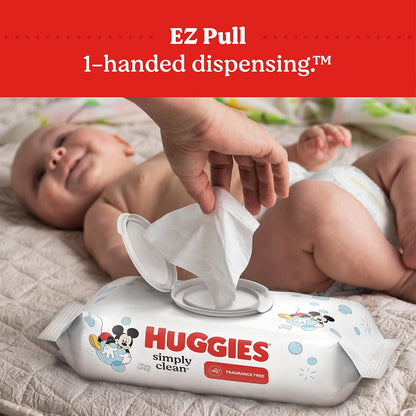 Simply Clean Fragrance-Free Baby Wipes, Unscented Diaper Wipes, 11 Flip-Top Packs (704 Wipes Total)